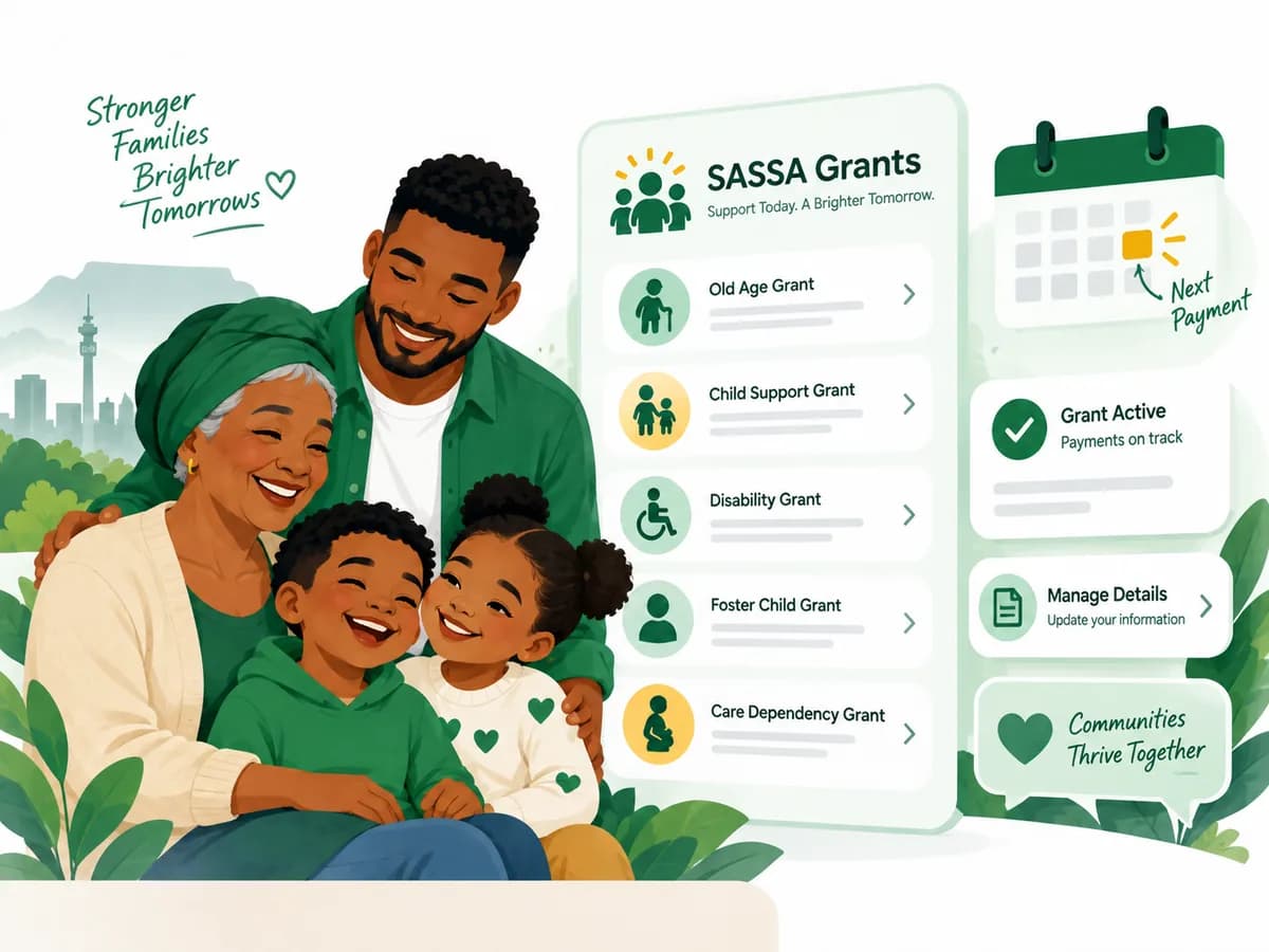 South African family reviewing SASSA grant information