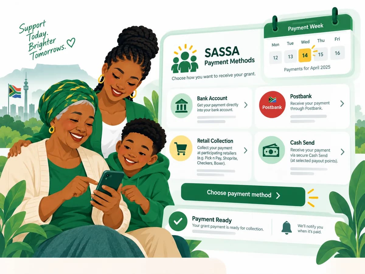 SASSA payment methods and payment calendar